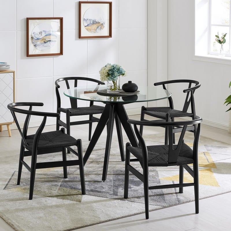 black hans wegner replica wishbone chairs