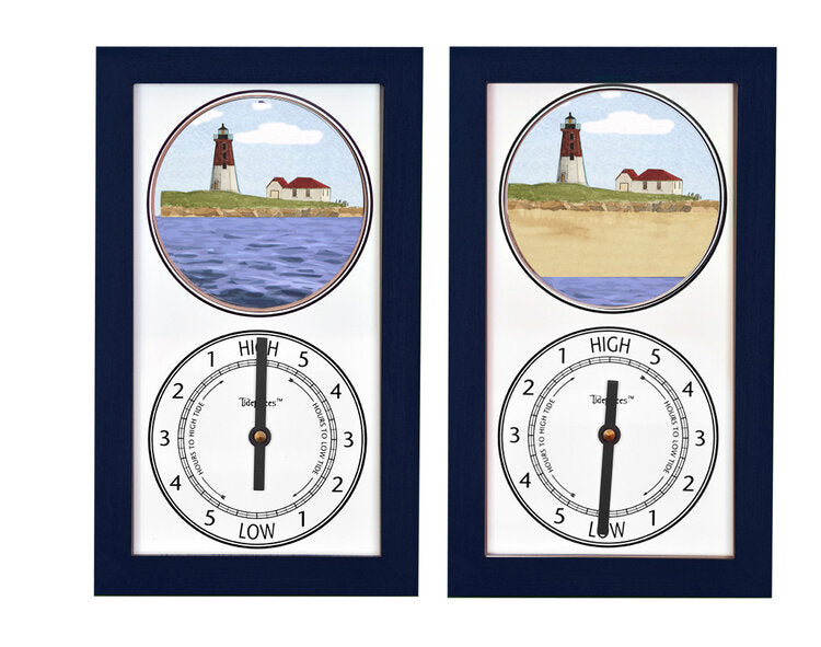 Tide Clock Point Judith Lighthouse in Navy Frame