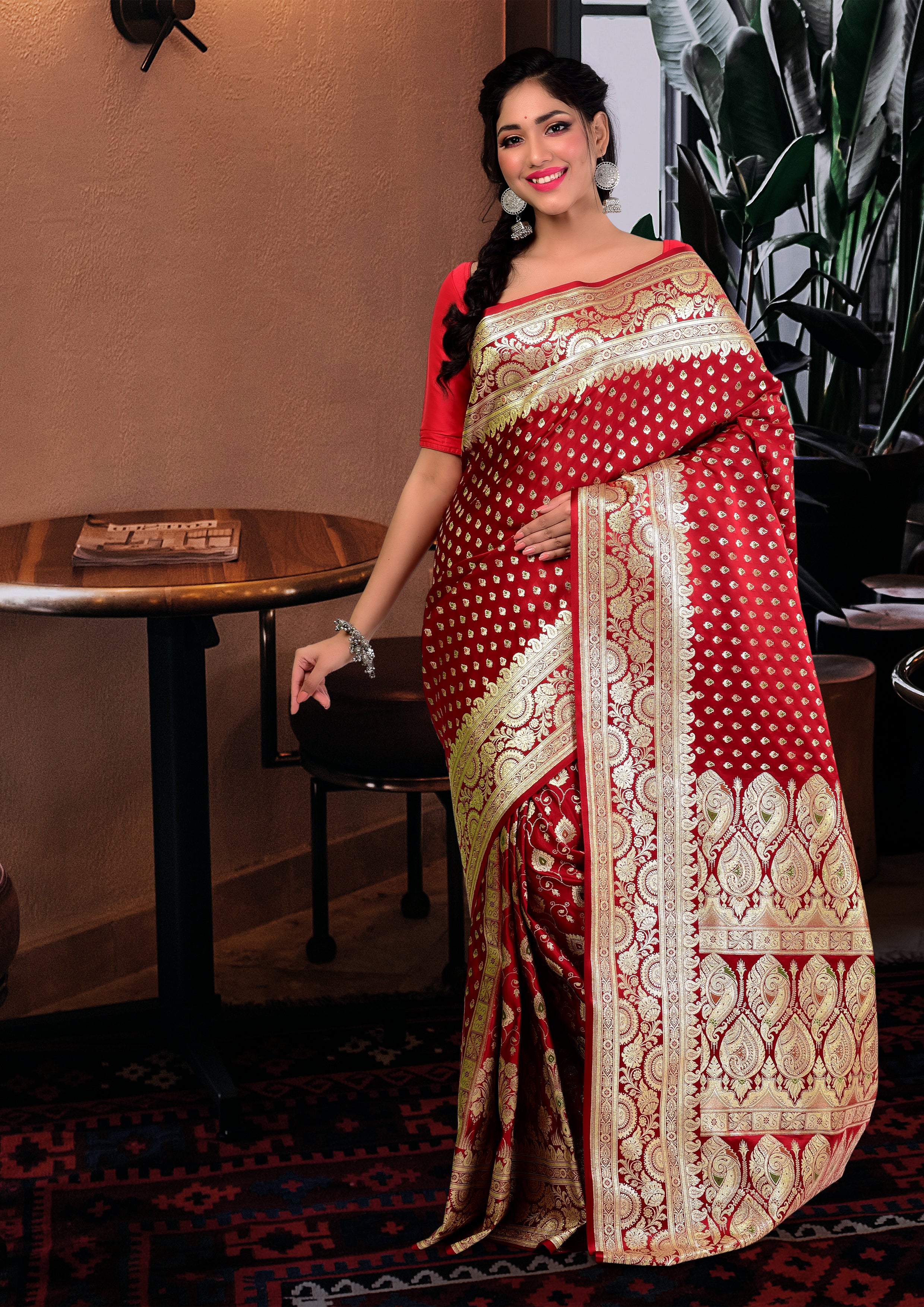 Red Banarasi Silk Festival Wear Saree 238737