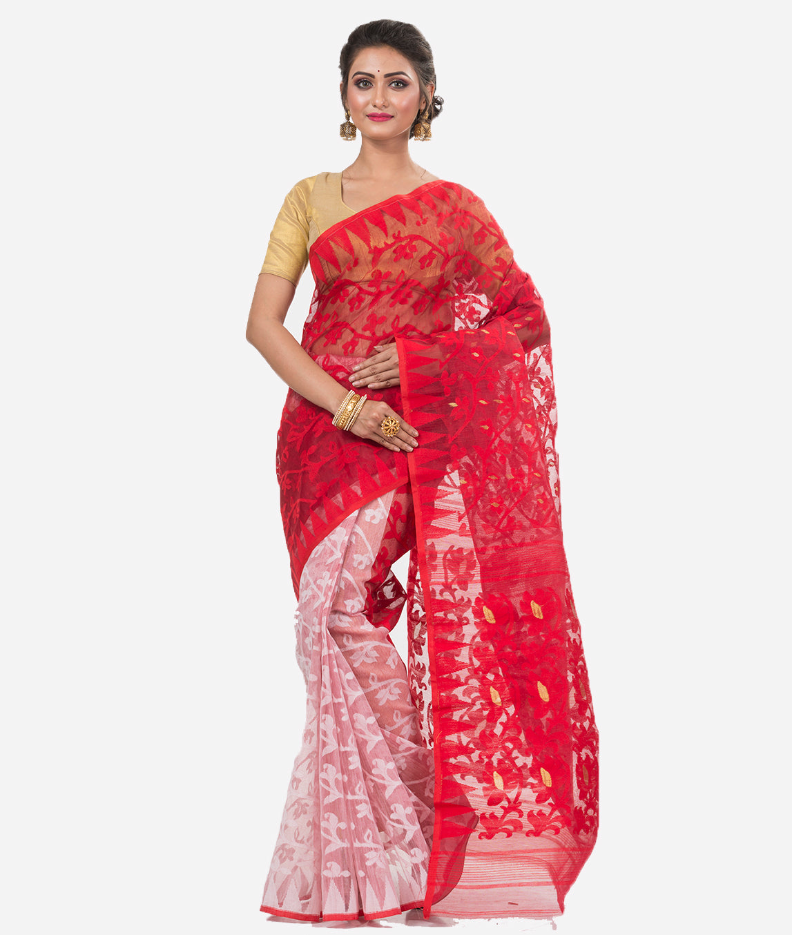 Festive Wear Self work Soft Dhakai Jamdani Saree, Without blouse piece, 5.5  m (Without Bp) at Rs 1299 in Kolkata