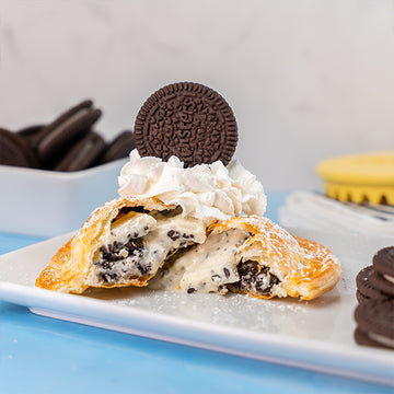 A toasted snack with oreo and cream filling