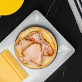 A snack with ham and cheese