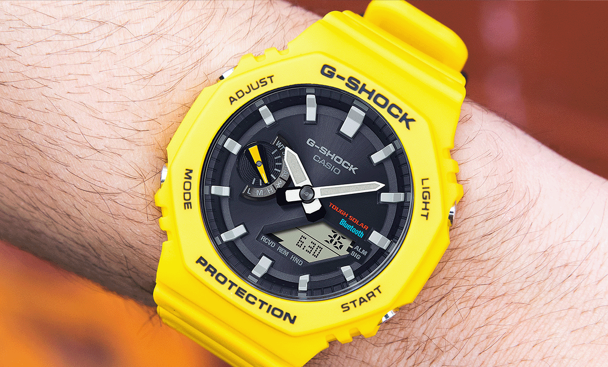 g-shock casioak solar: yellow model photo