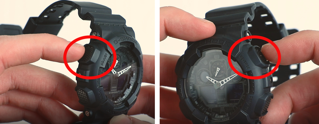 how to change time on g-shock top two buttons