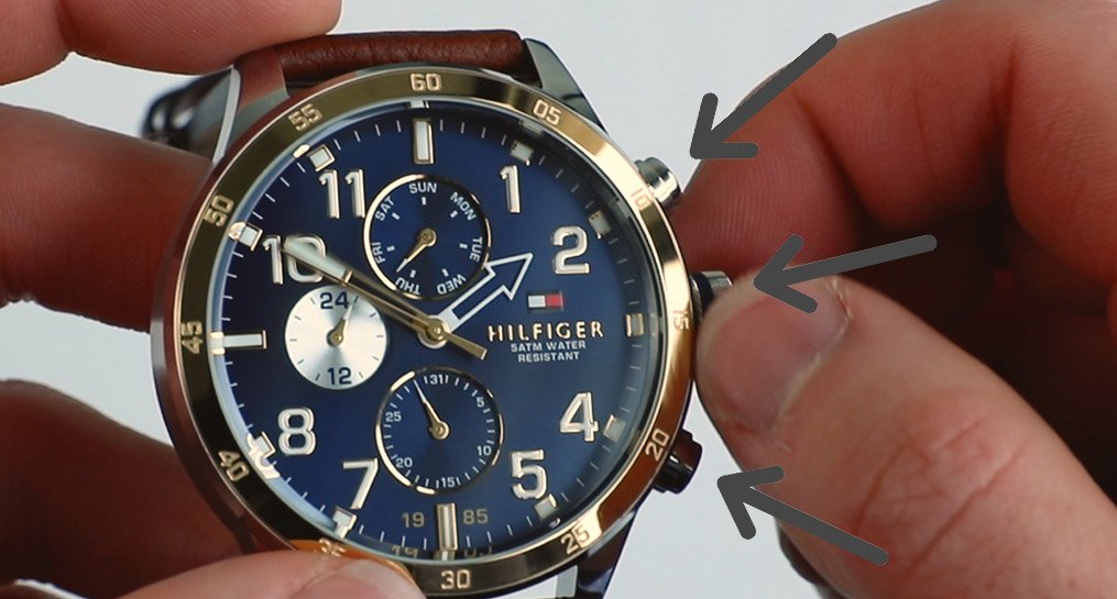 how to change the time on tommy Hilfiger watches functions