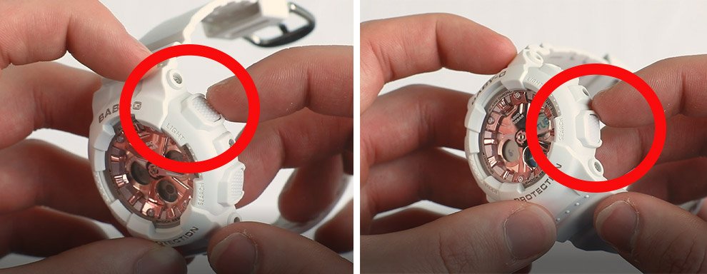 how to change time on baby-g watches using the right buttons