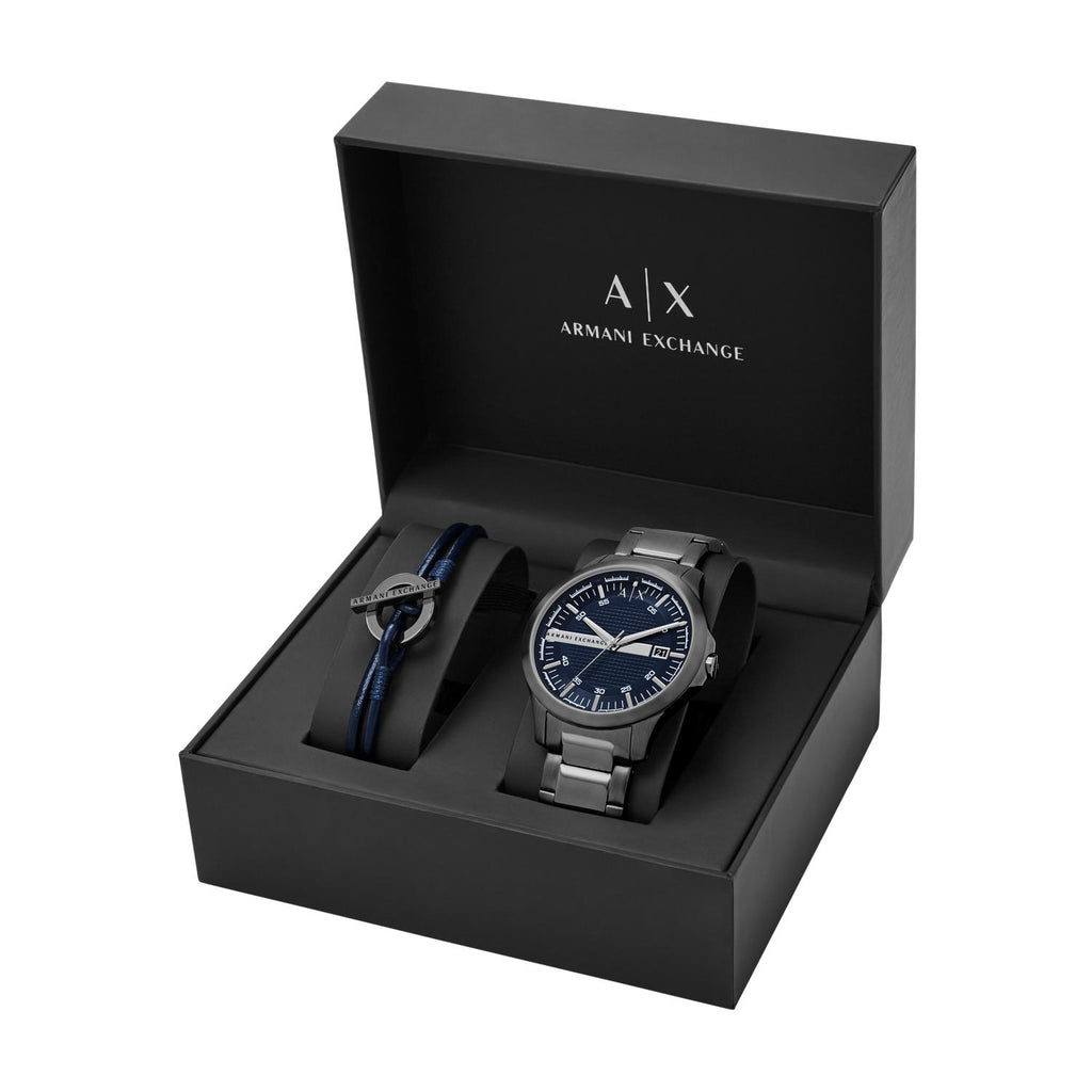 Armani Exchange AX7127 Hampton Gunmetal Watch & Jewellery Gift Set – Watch  Depot
