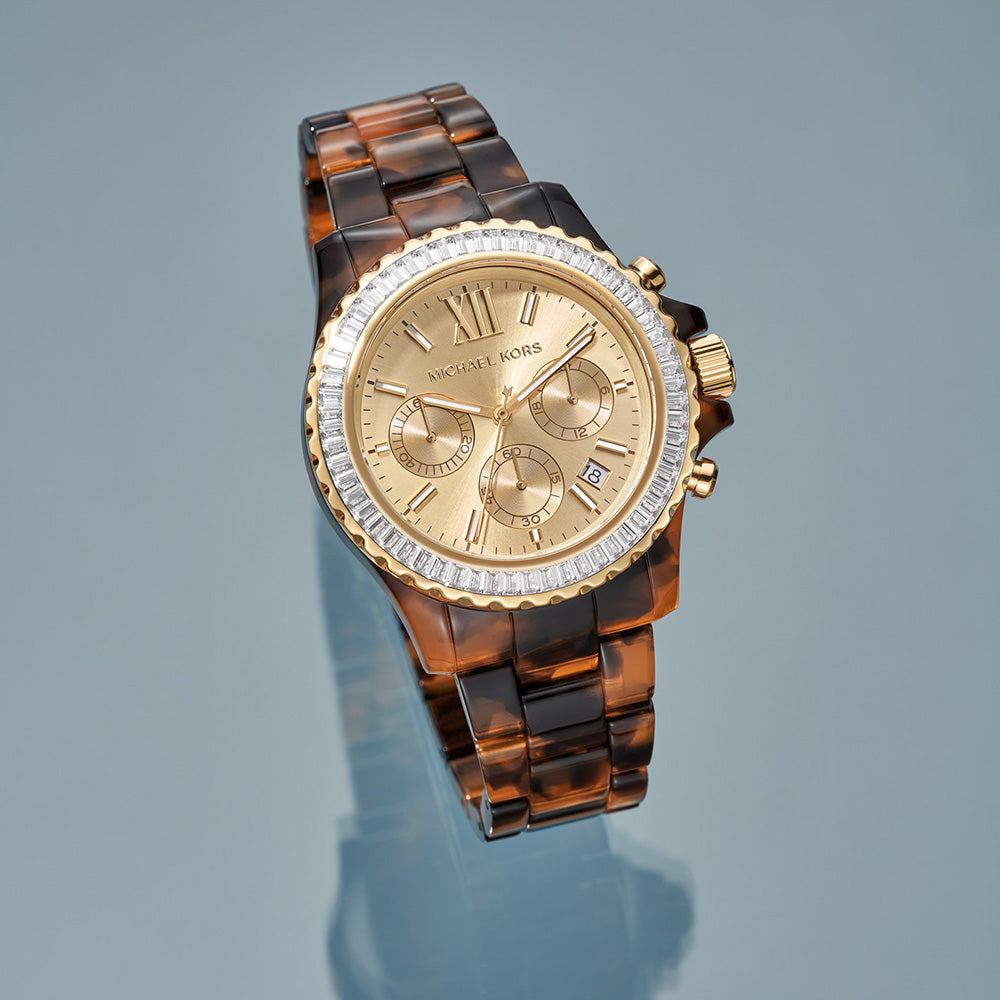 Michael Kors Watch MK5038 Ritz TortoiseShell Bracelet Chronograph Ladies  Watch  PinkOrchardcom