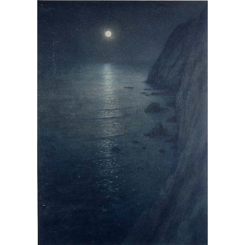 「海上の月の出」 '95 水彩 52.5×36.1cm