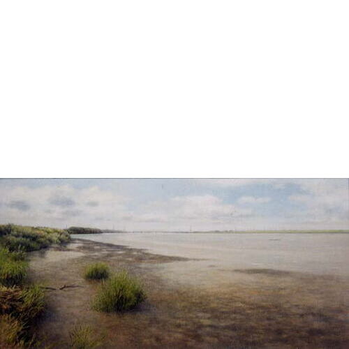 「川の岸辺で」 '98 水彩 36.0×72.3cm
