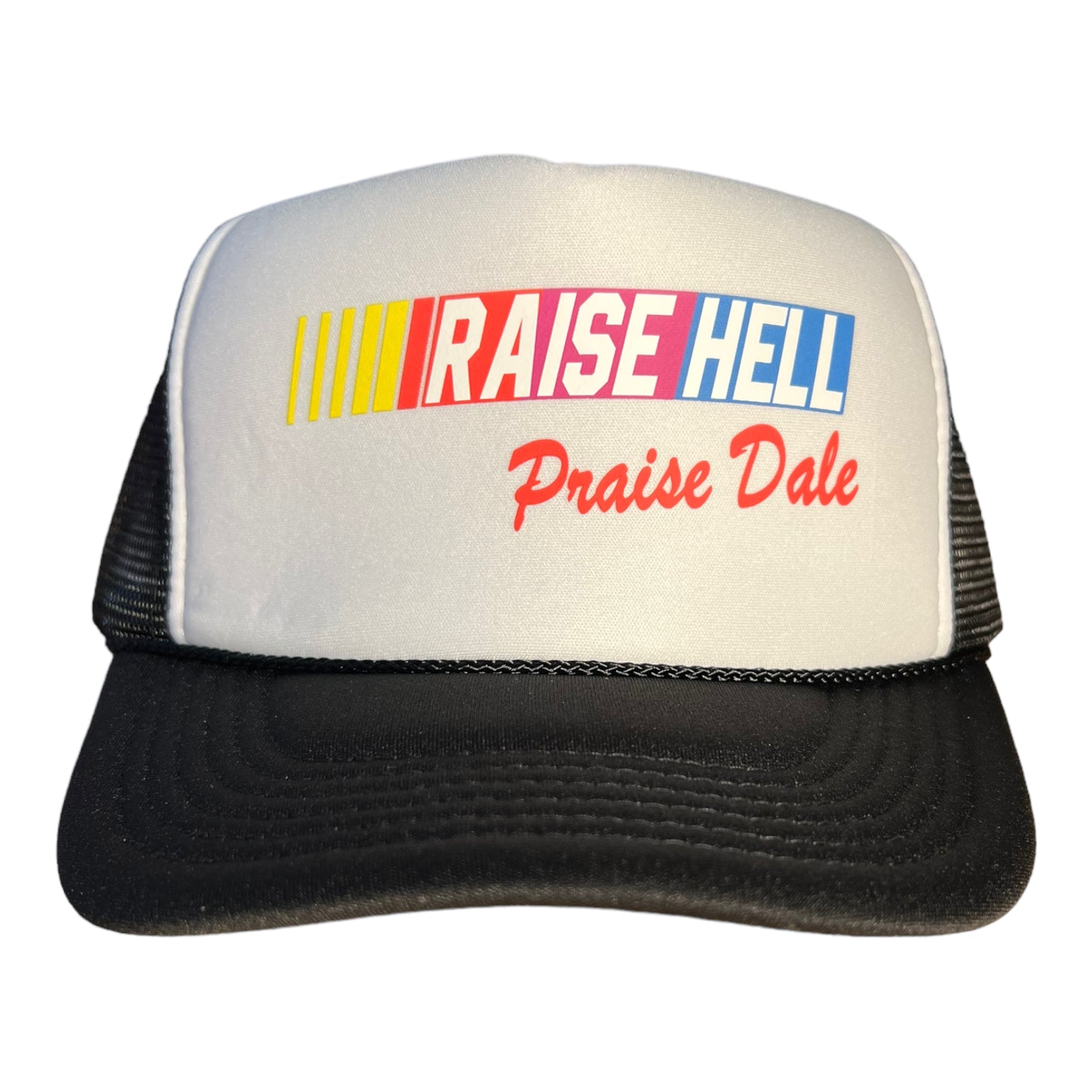 Raise Hell Praise Dale Trucker Hat Funny Trucker Hat Black/White Hat ...