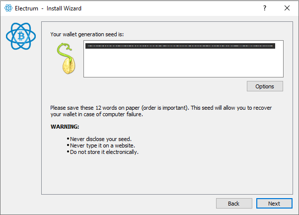 Electrum Wallet Generation Seed