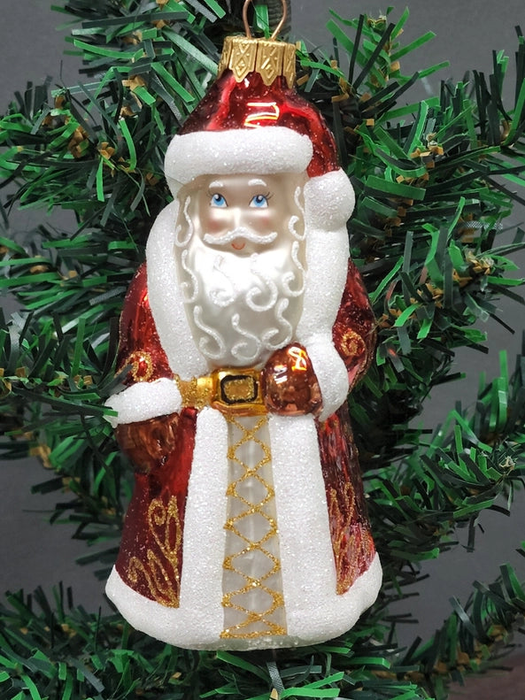 Old-Fashioned Santa Ornament, Handmade Ukrainian Glass Ornament