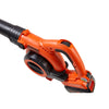 A close side view of the black and orange control system of the BLACK+DECKER 40V MAX* Leaf Blower/Leaf Vacuum Kit.