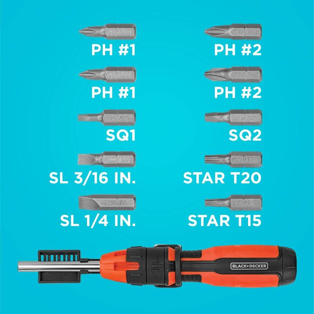 Black+decker Ratcheting Screwdriver, 10 Bit (BDHT68000)