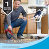 Talent using the BLACK+DECKER dustbuster AdvancedClean to clean their kitchen floor