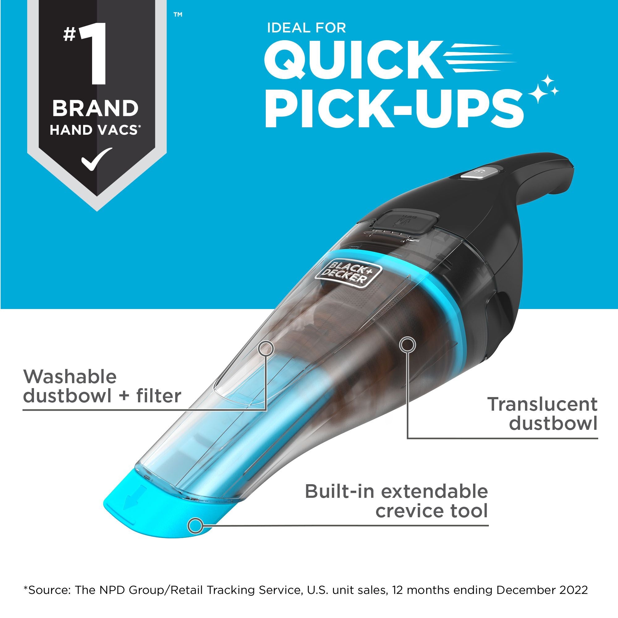 Black+decker Dustbuster Blast Bagless Cordless Washable Filter Handheld Vacuum