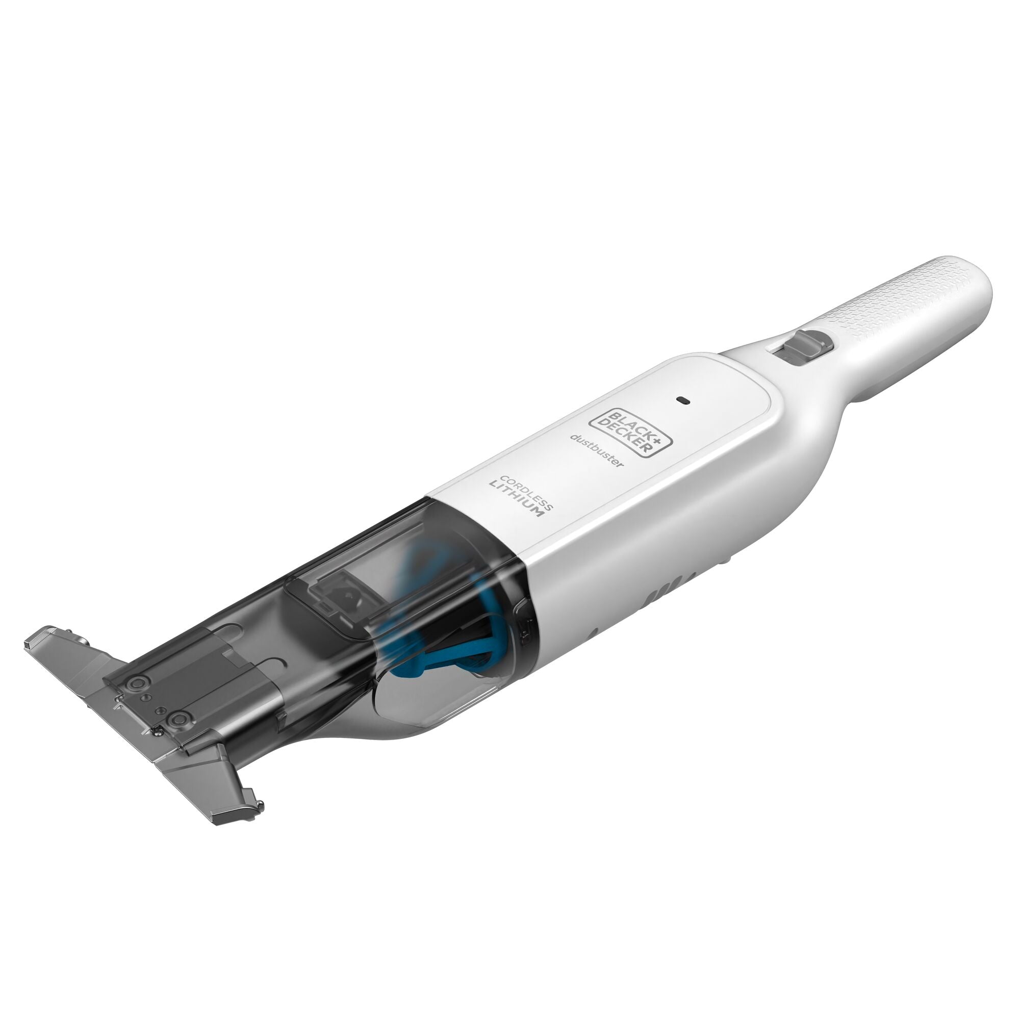 Washable brush feature of a advanced clean cordless hand vacuum.
