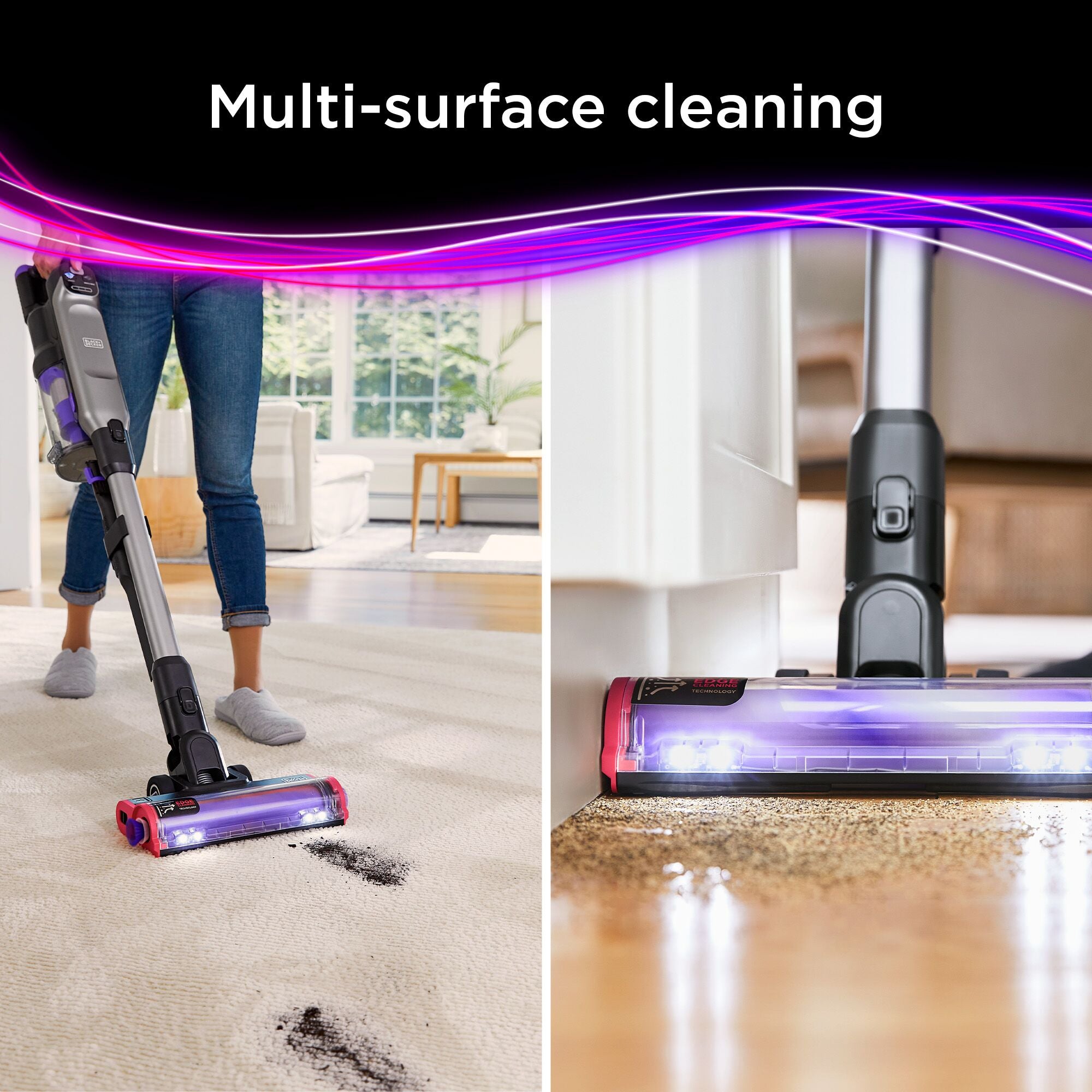BLACK+DECKER SUMMITSERIES Stick Vac showing in handheld mode and stick vac mode
