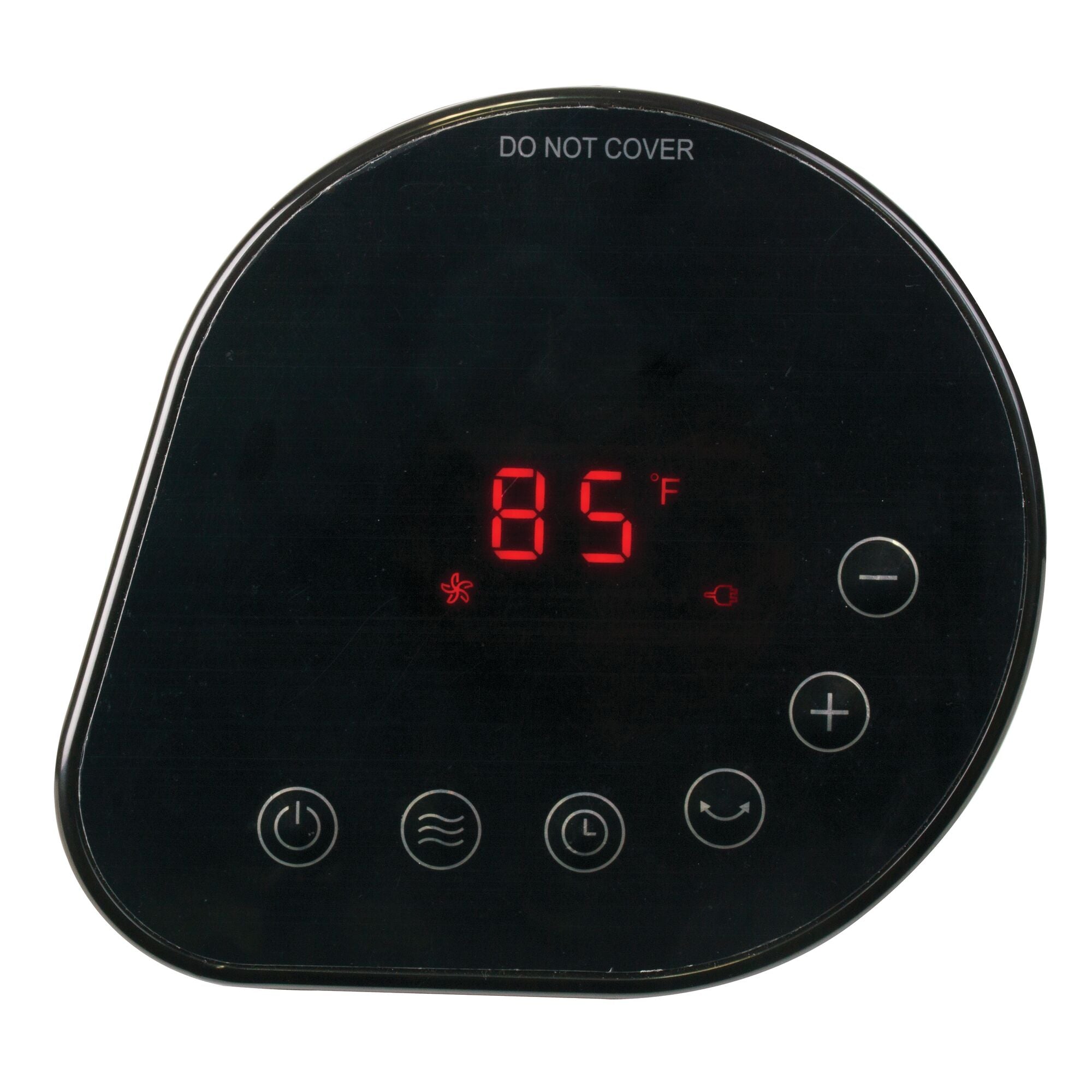 A close view of a BLACK+DECKER Ceramic Heater showing temperature.