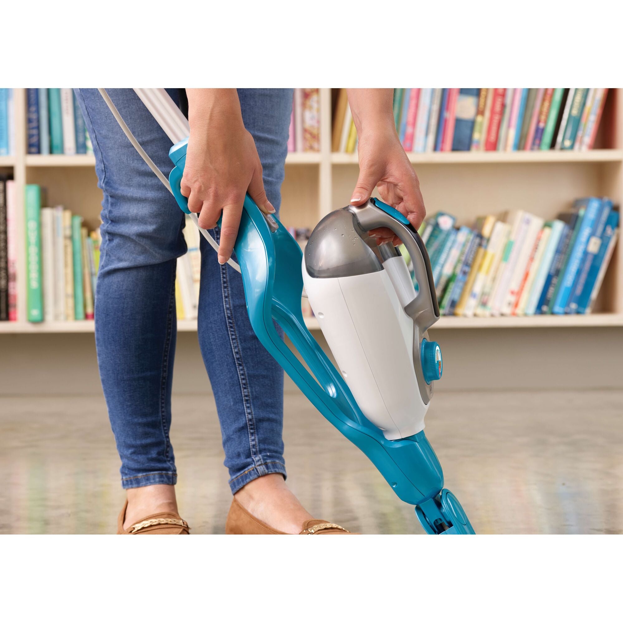 Versatile convertible design feature of 5 in 1 Steam Mop and Portable Steamer.