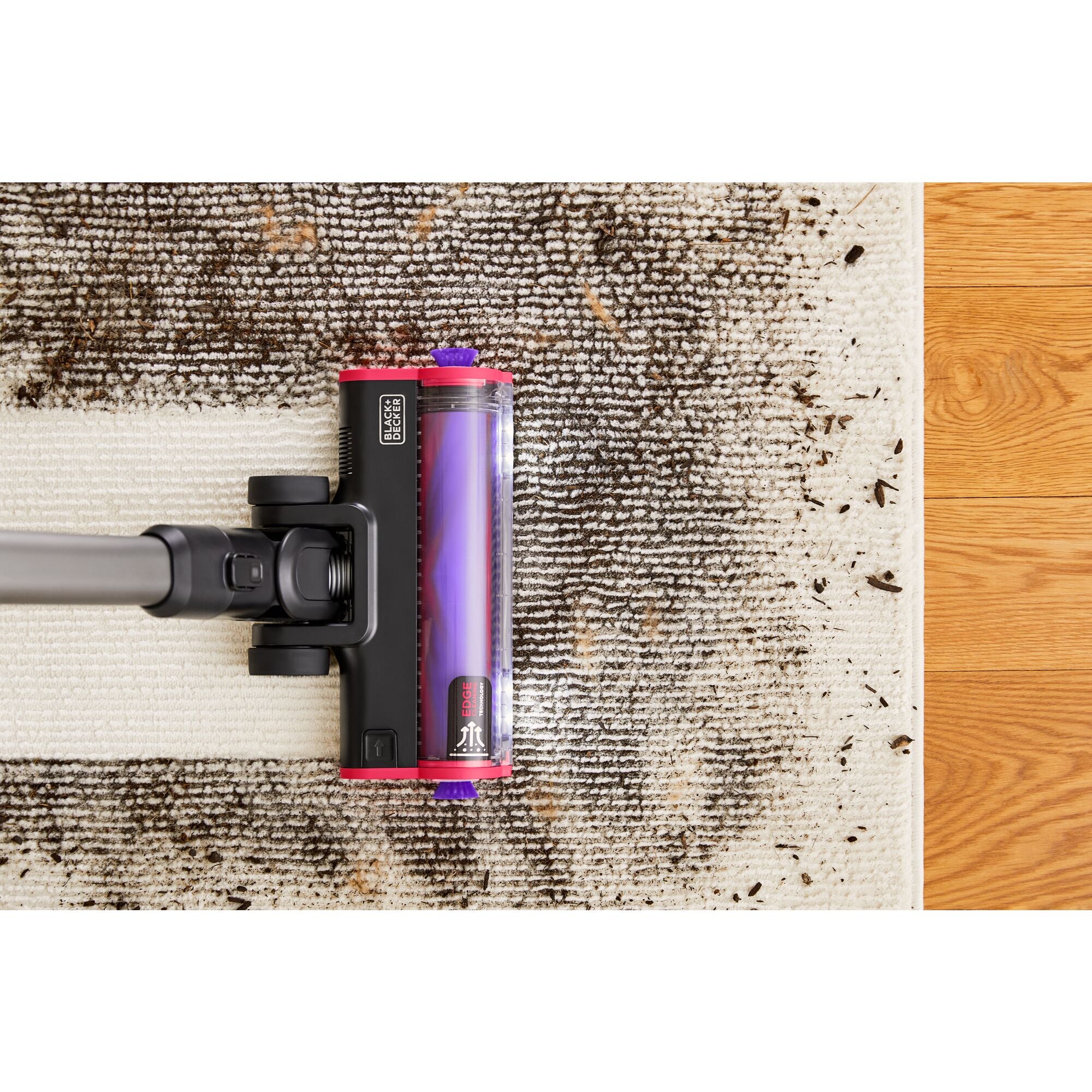 BLACK+DECKER SUMMITSERIES Cordless Stick Vacuum vacuuming pet bed with motorized pet brush