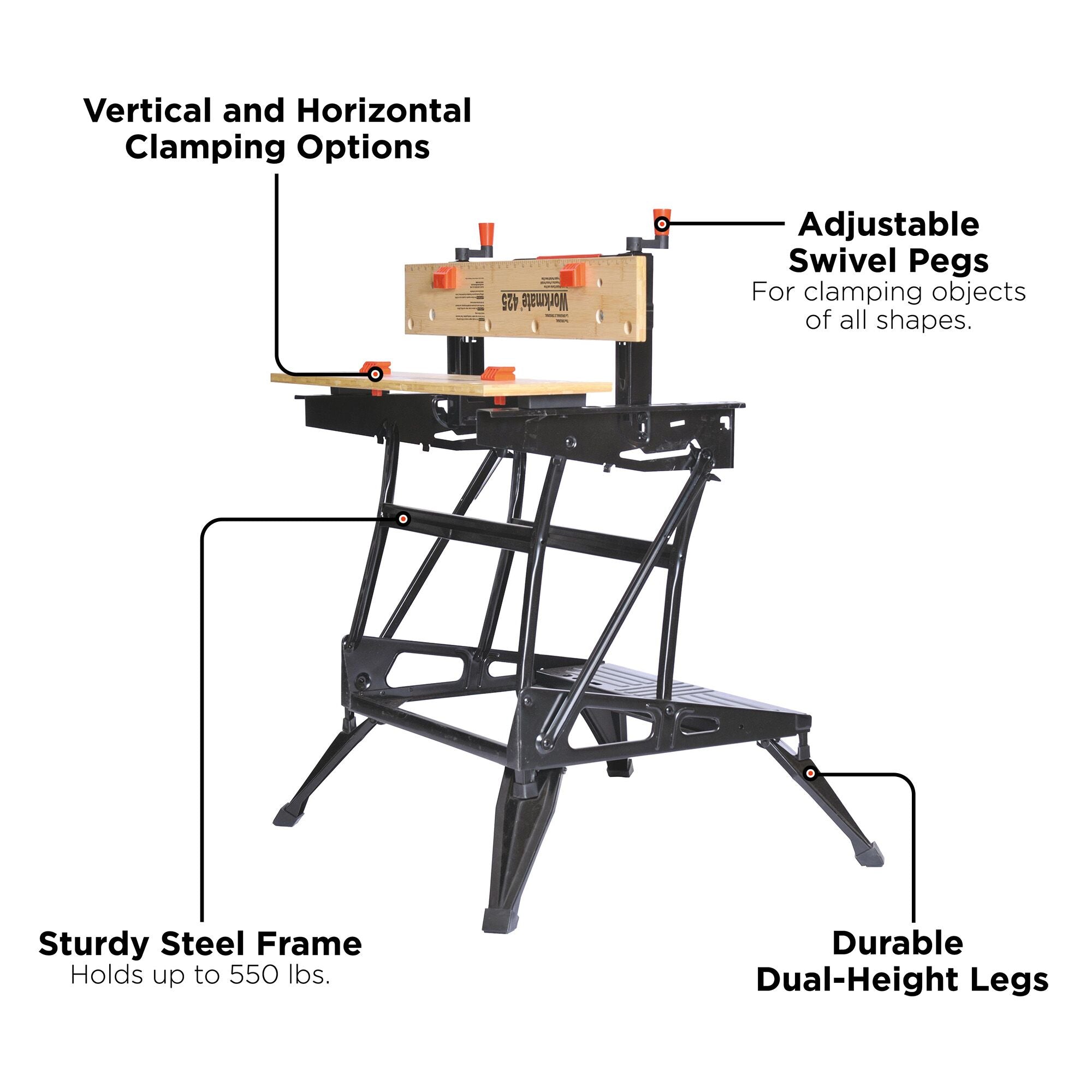 BLACK+DECKER Workmate Portable Workbench, 425-to-550-Pound Capacity (WM425)  