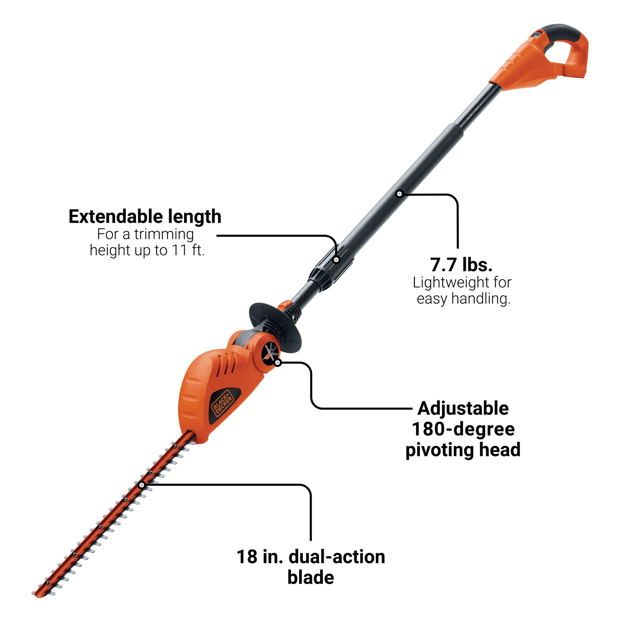 BLACK+DECKER LPHT120 20V MAX Lithium-Ion 18 Cordless Pole Hedge Trimmer 