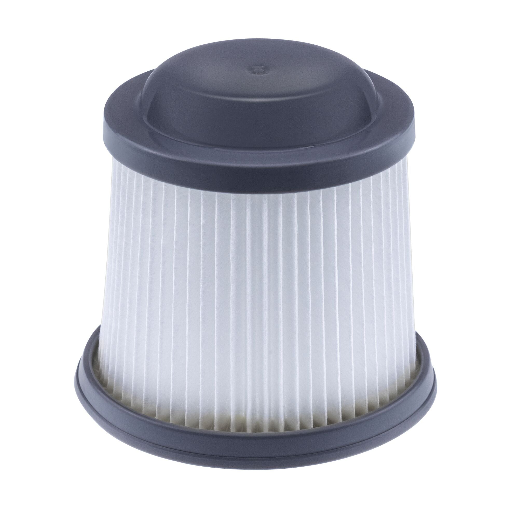 straight on view of vacuum filter on white background