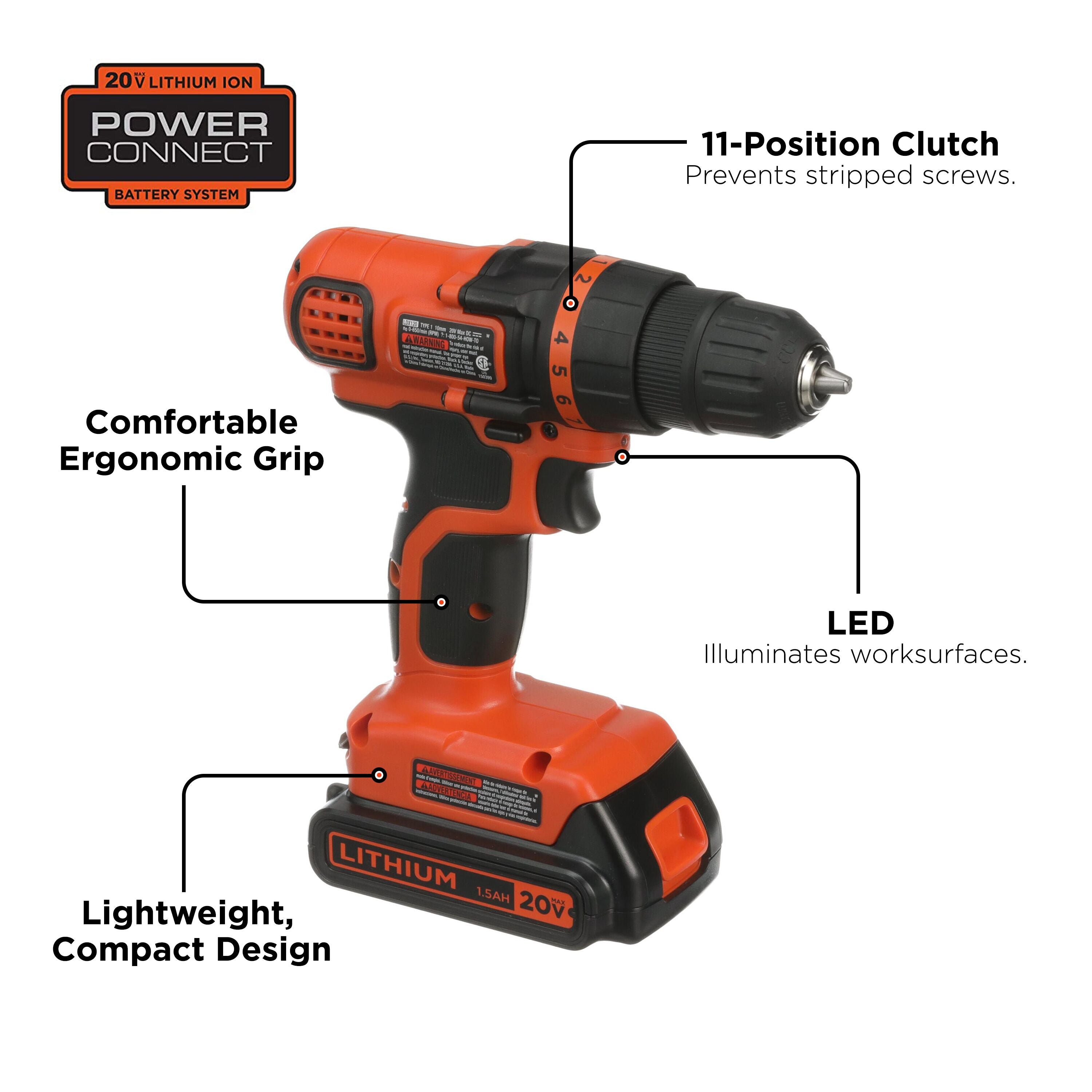 An overview of the BLACK+DECKER 20V MAX* 68-Piece Drill And Home Tool Kit.