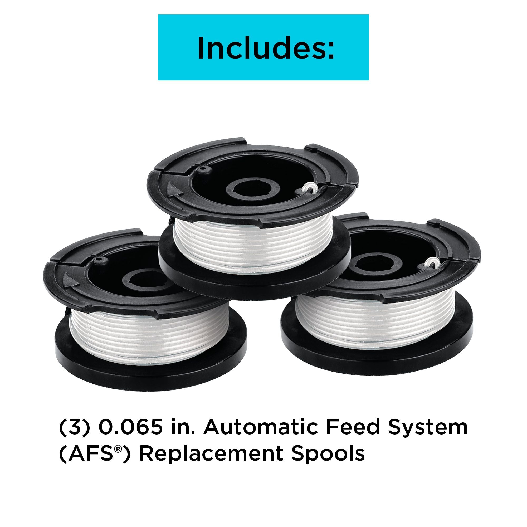BLACK+DECKER 0.065 in. x 30 ft. Replacement Single Line Automatic Feed Spools AFS for Electric String Grass Trimmer/Edger (3-Pack).