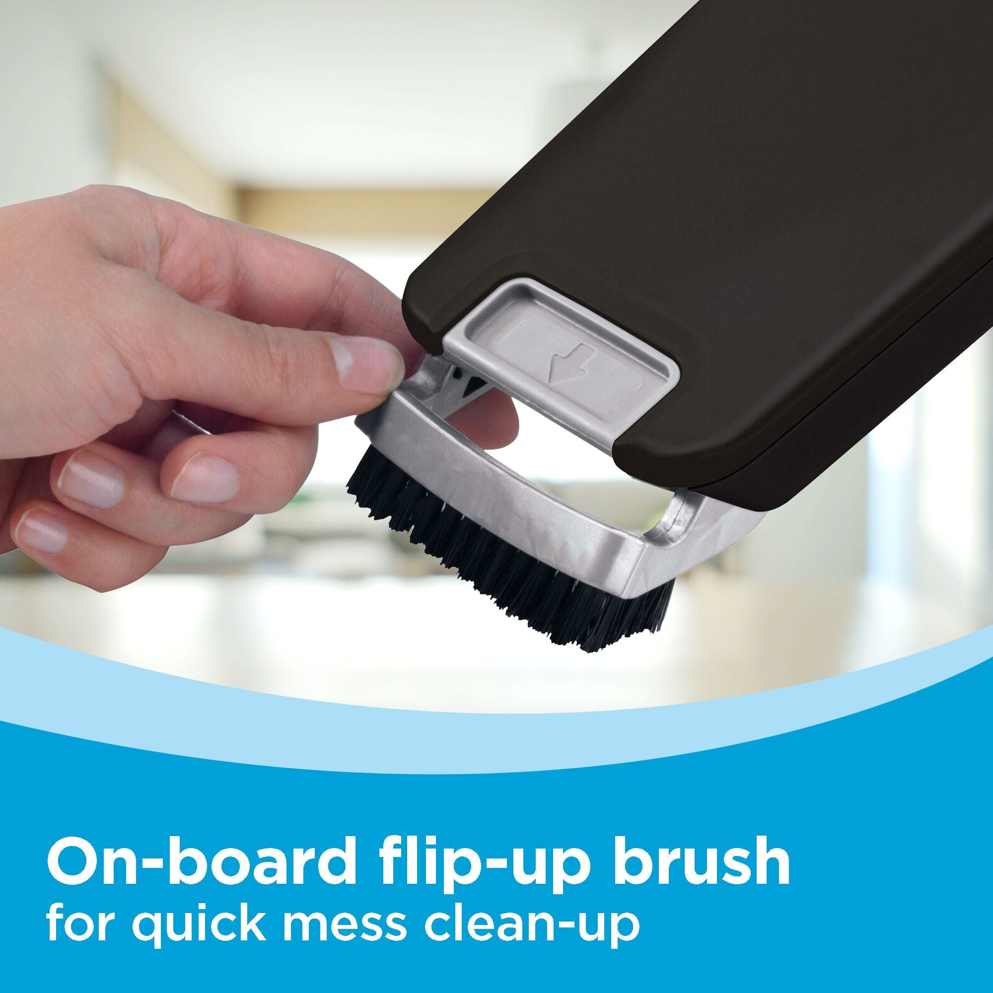 BLACK+DECKER dustbuster® PIVOT VAC™ Cordless Handheld Vacuum has a On-board flip-up brush