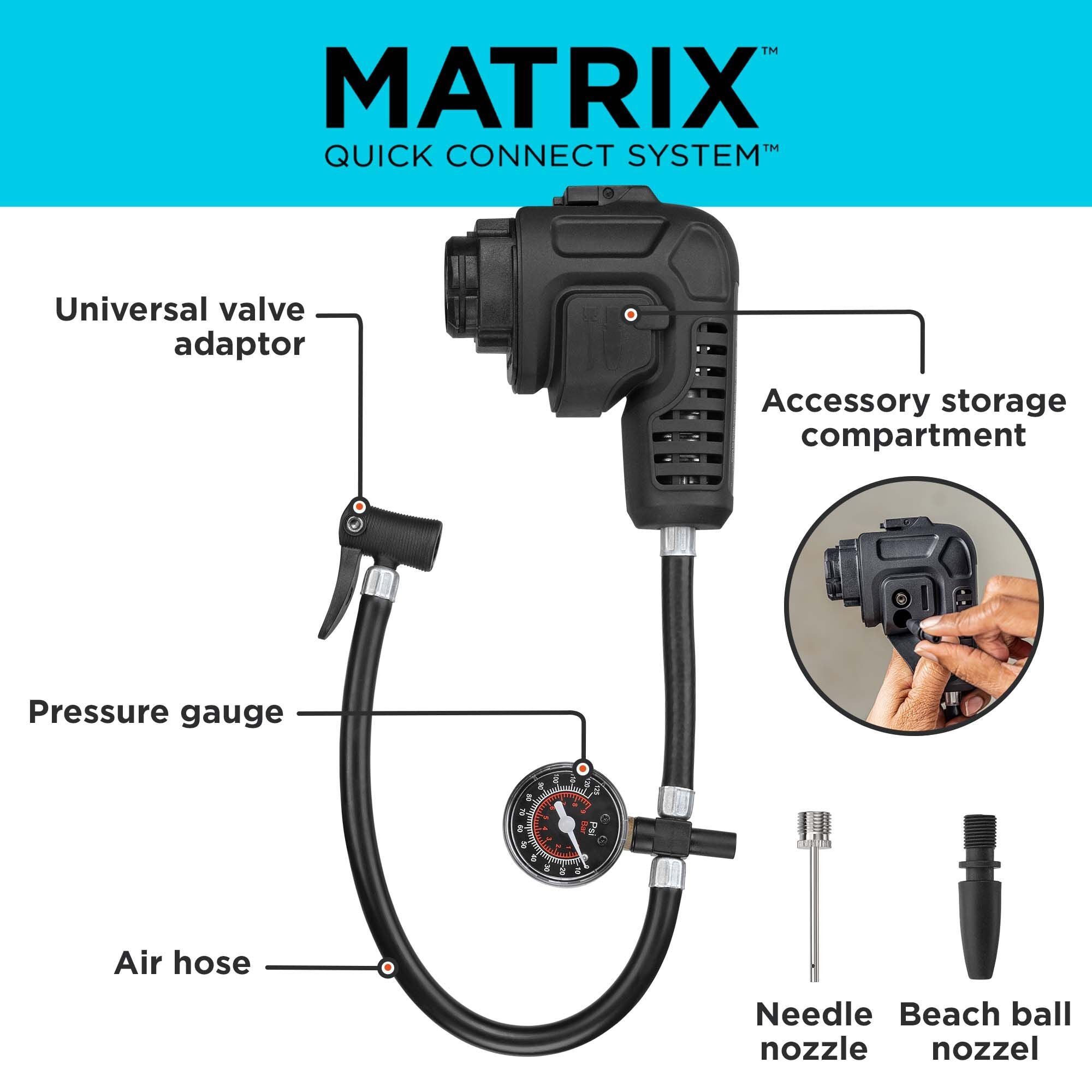 BLACK+DECKER MATRIX Inflator Attachment, High Pressure for Balls