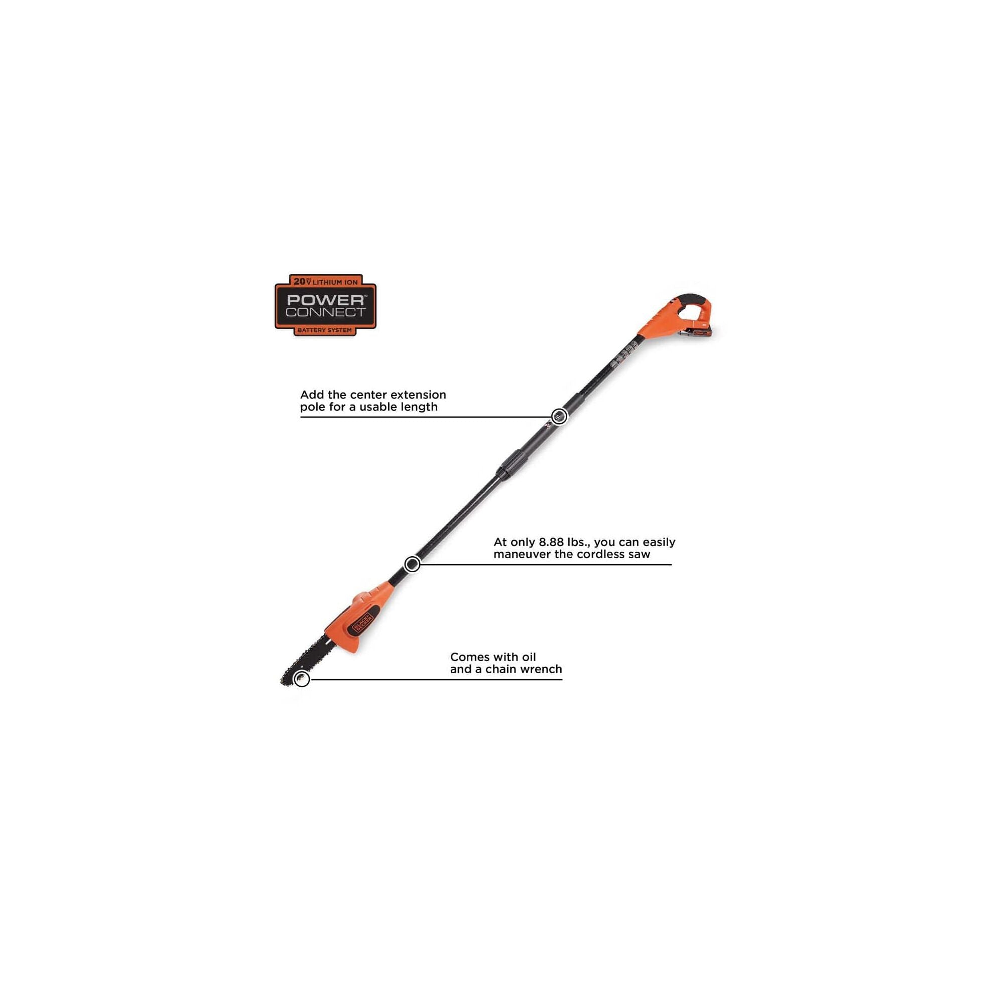 20V MAX* Pole Saw, 8-Inch, Cordless | BLACK+DECKER