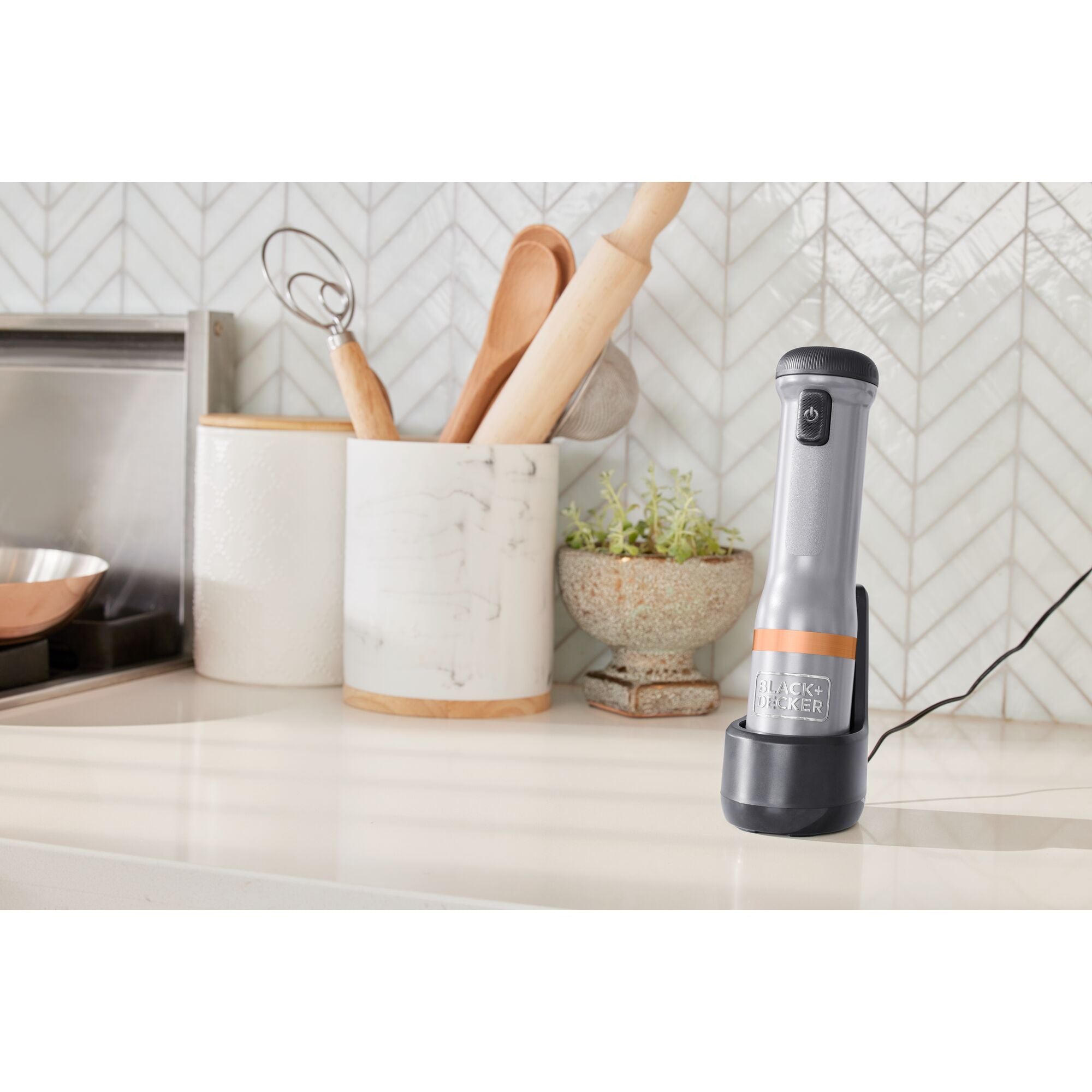 Black & Decker BCKM1011K01 Kitchen Wand Variable Speed Lithium-Ion Cordless Grey Immersion Blender Kit