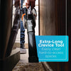 A person cleans a tight space with the BLACK+DECKER dustbuster® 16V MAX* AdvancedClean+™ Hand Vacuum. Extra-long crevice tool easily clean hard-to-access spaces.