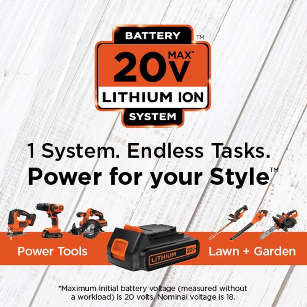 Black + Decker Battery, Lithium Ion, 1.5 Ah, 20V Max - 1 Lithium