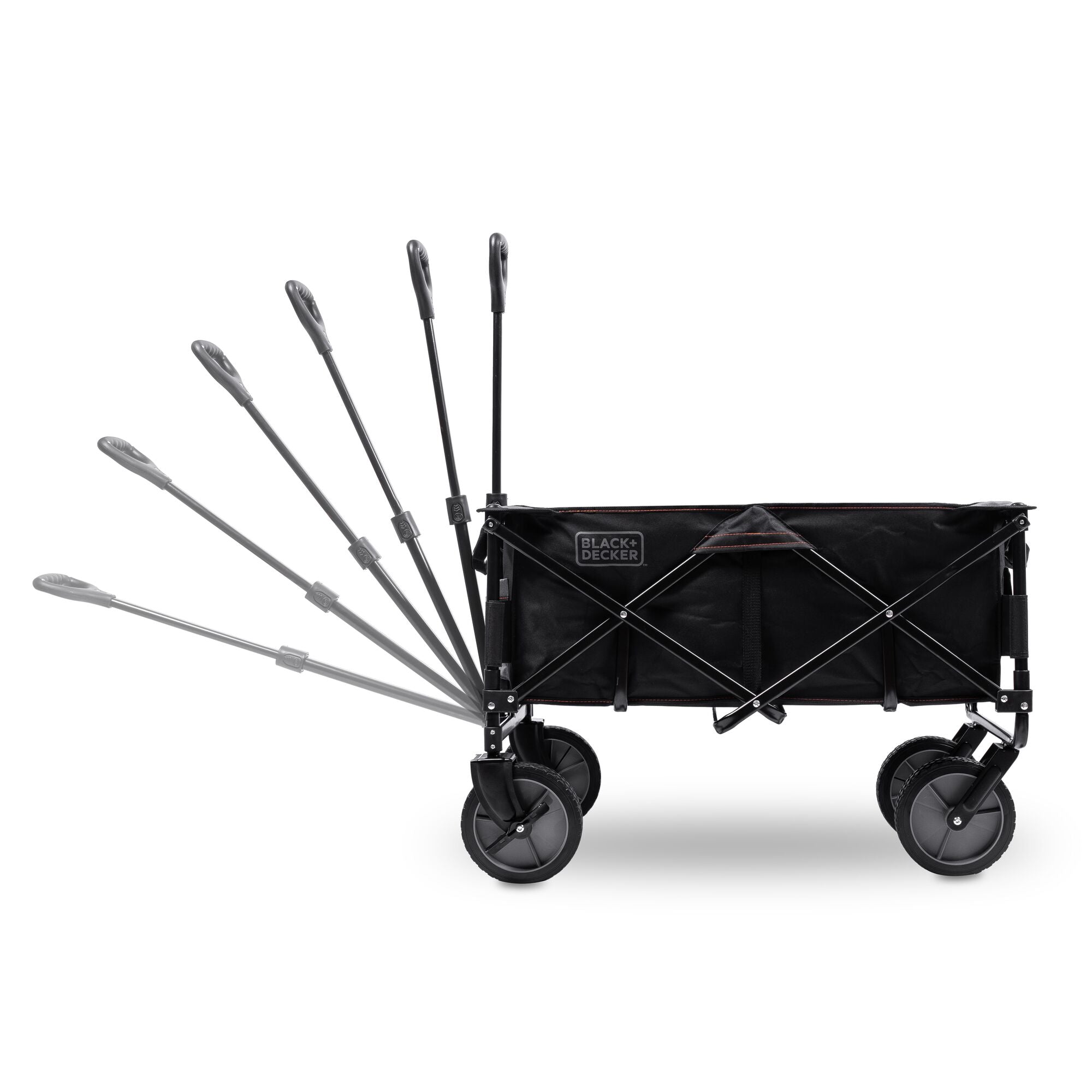 Blue Wide Wheel Wagon All-Terrain Folding Collapsible Utility Wagon with  Push Bar - Portable Rolling Heavy Duty 150 Lbs Capacity Canvas Fabric Cart