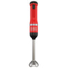 Front view of the red, BLACK+DECKER kitchen wand with immersion blender attached