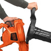 A person is detaching the pipe of the BLACK+DECKER Leaf Blower & Leaf Vacuum.