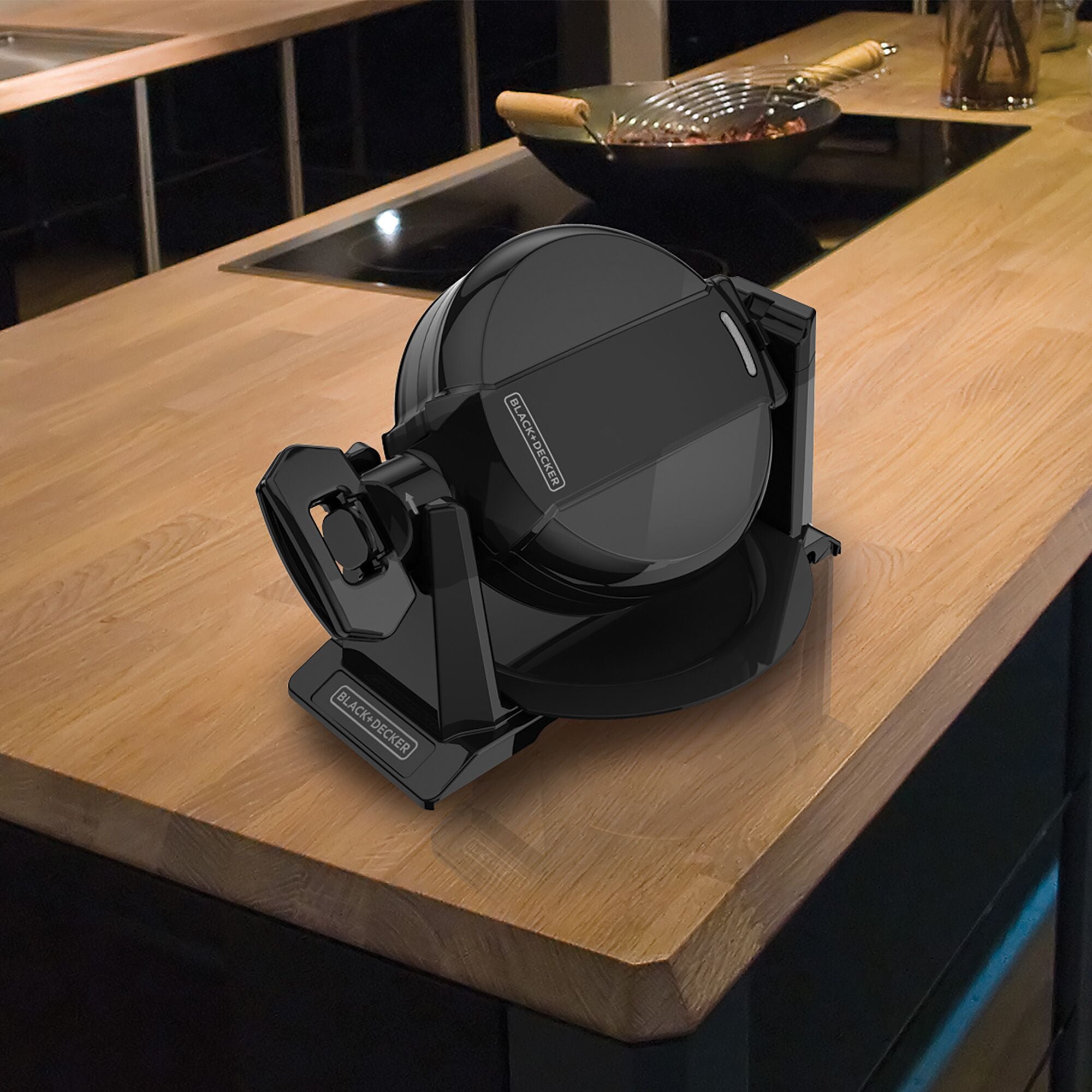 Double Flip Waffle Maker placed in a kitchen.