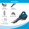 The BLACK+DECKER dustbuster AdvancedClean includes a built-in flip up brush, built-in crevice tool, wall mount, washable filter, and jack plug charger