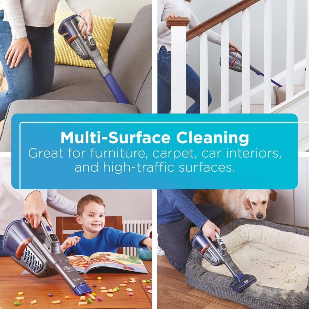 Dustbuster Advanced Clean plus Pet Cordless Hand Vacuum being used by person to clean the nooks and corners of car seat.