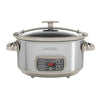 Profile of 7 quarts locking lid digital slow cooker.