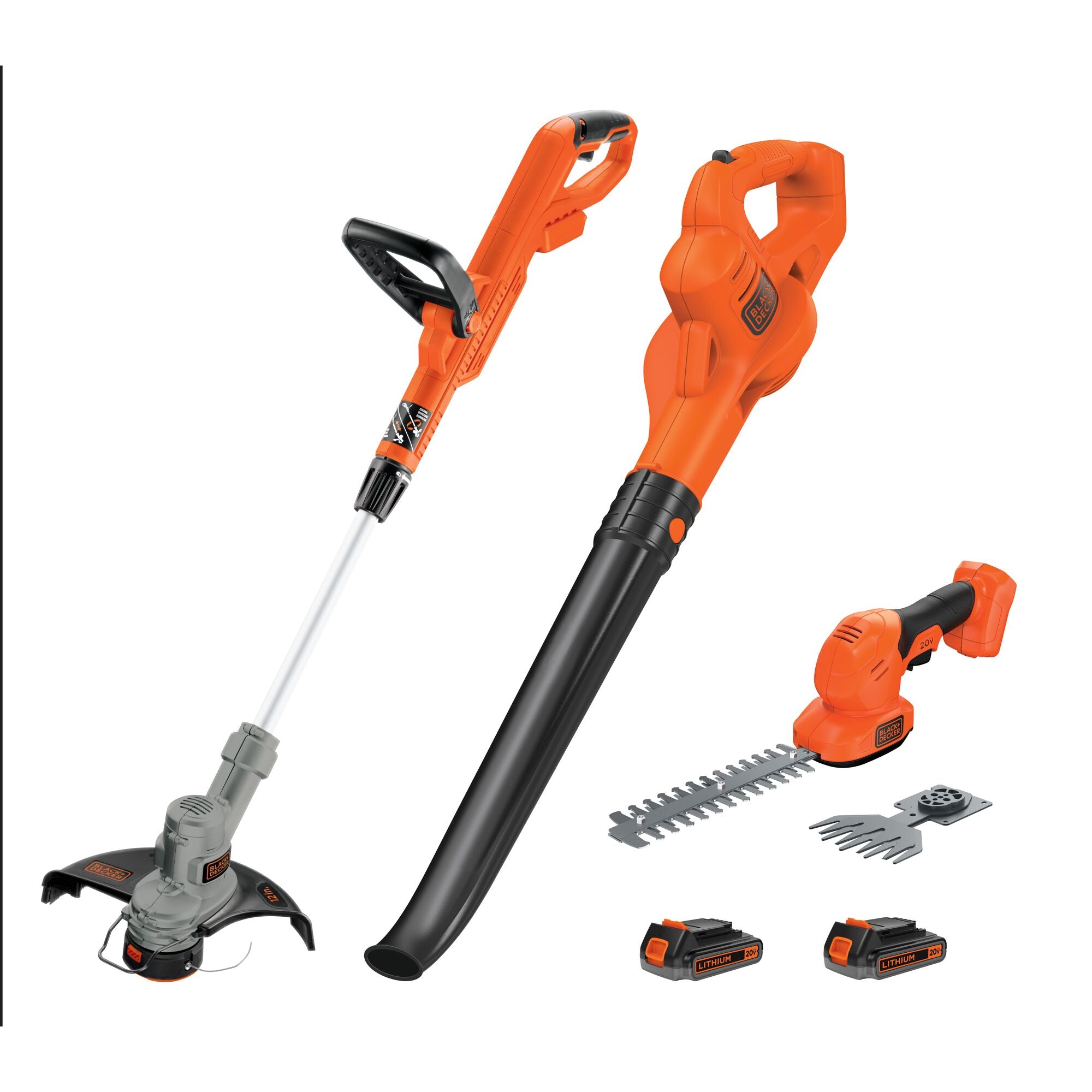 20V MAX* Cordless Combo Kit, String/Hedge Trimmer and Sweeper, 2 Batteries and Charger Included, Orange
