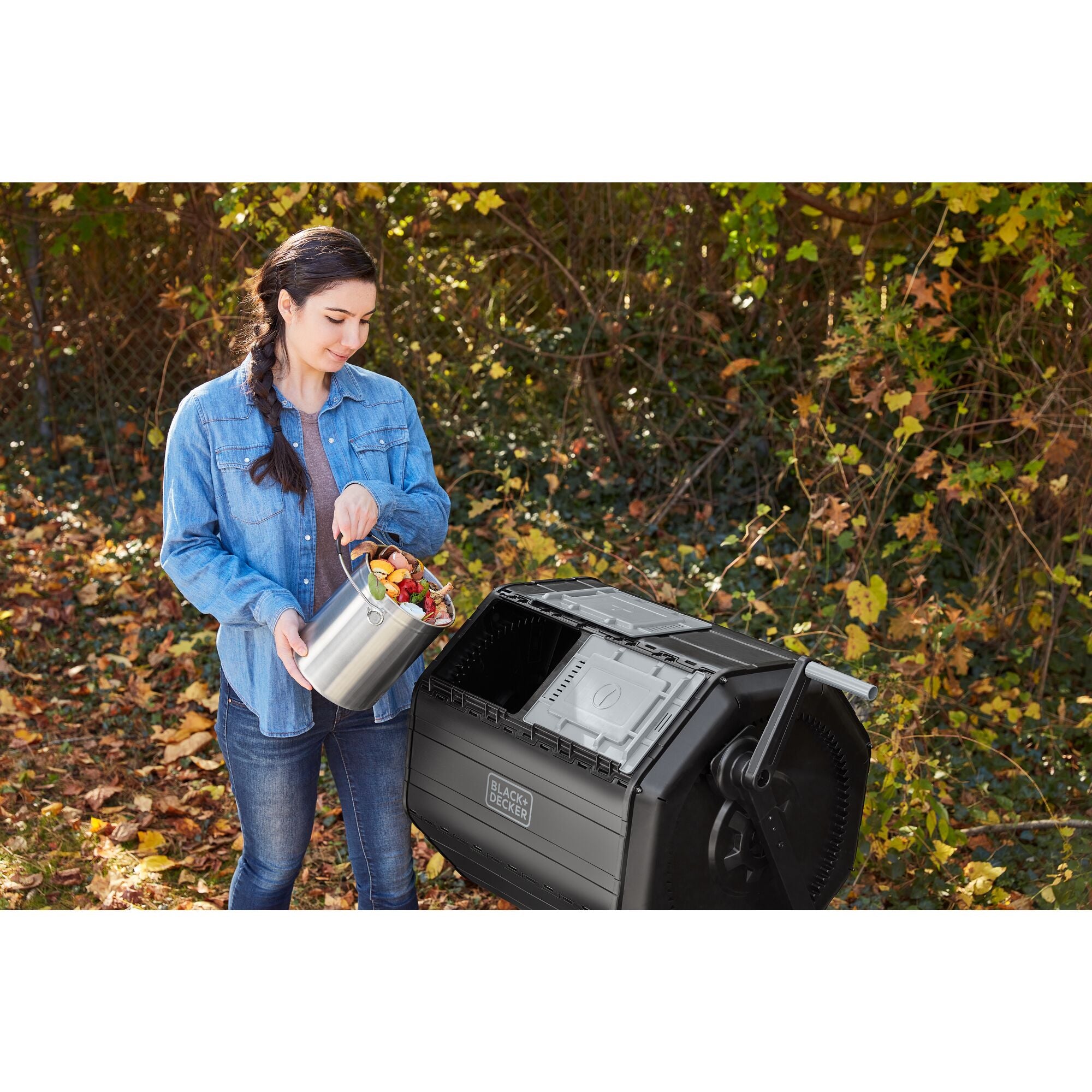 Black+decker Compost Bin, Stainless Steel, Countertop, 166 oz.