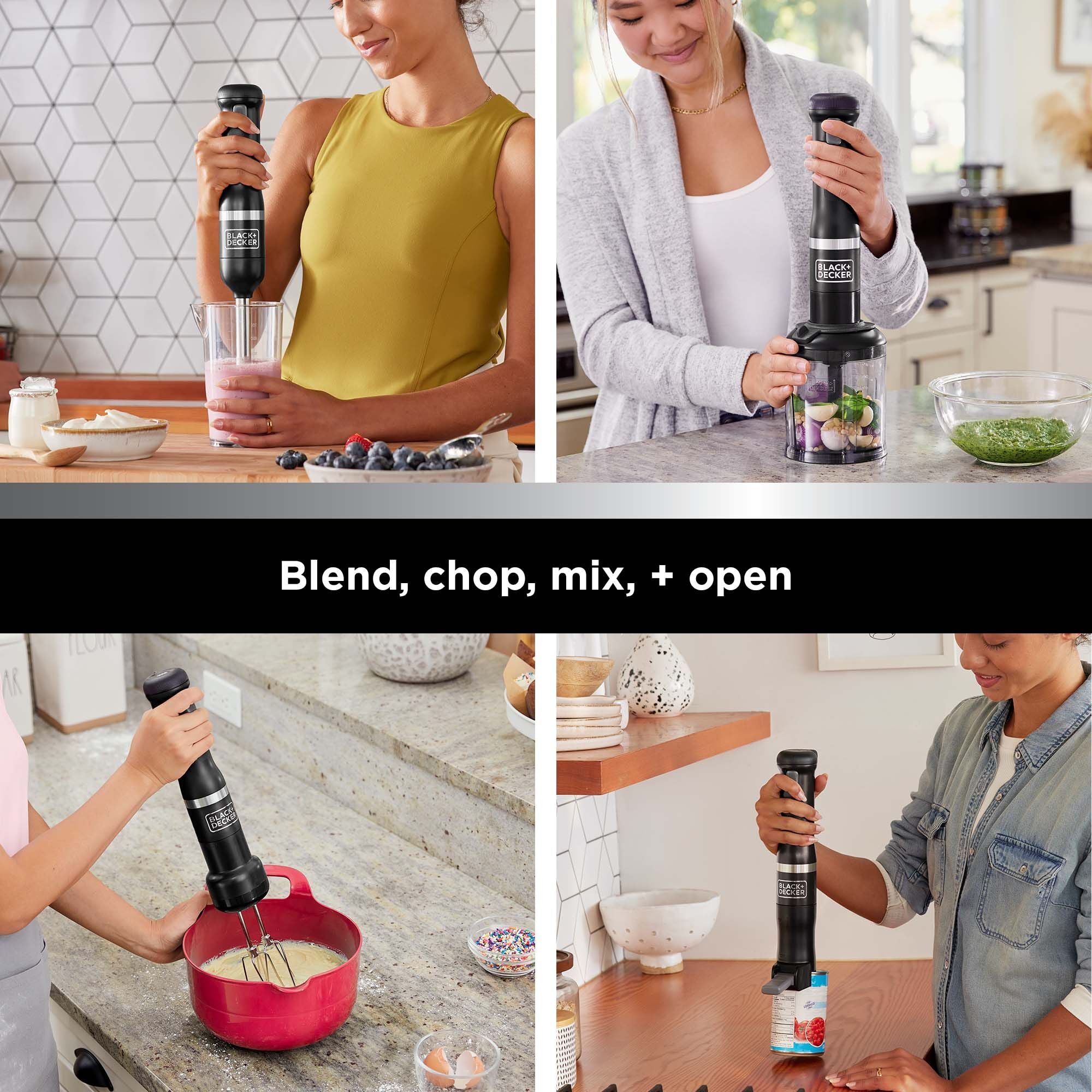  BLACK+DECKER Kitchen Wand Cordless Immersion Blender, 4 in 1 Multi  Tool Set, Hand Blender with Charging Dock, Grey (BCKM1014K01): Home &  Kitchen