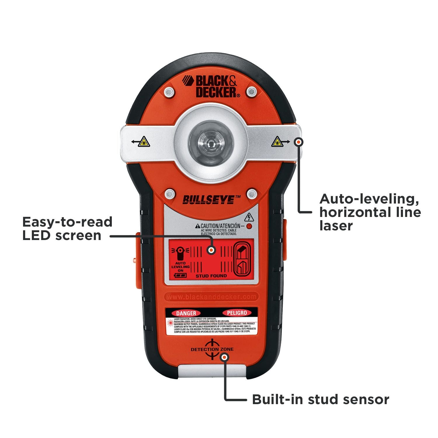 An overview of the BLACK+DECKER Auto-Leveling Line Laser With Stud Finder.