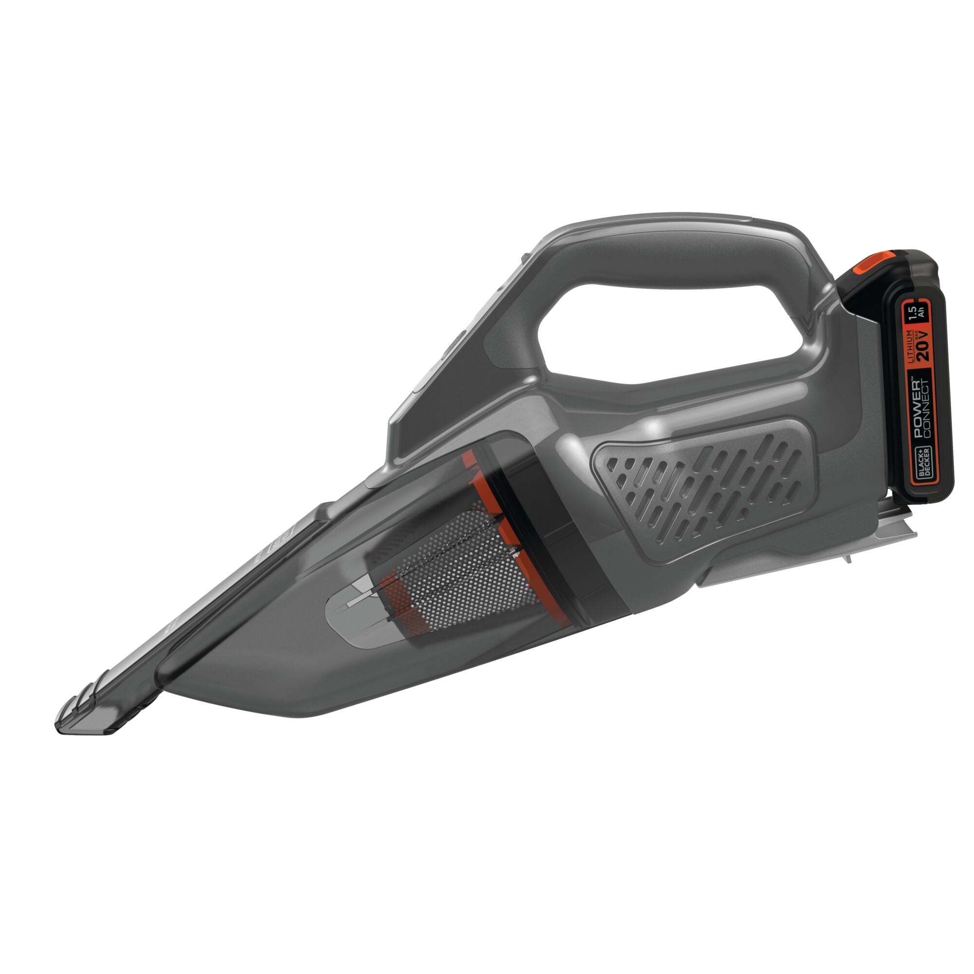 A person is connecting the battery to a BLACK+DECKER dustbuster® POWERCONNECT™ 20V MAX* Cordless Handheld Vacuum.