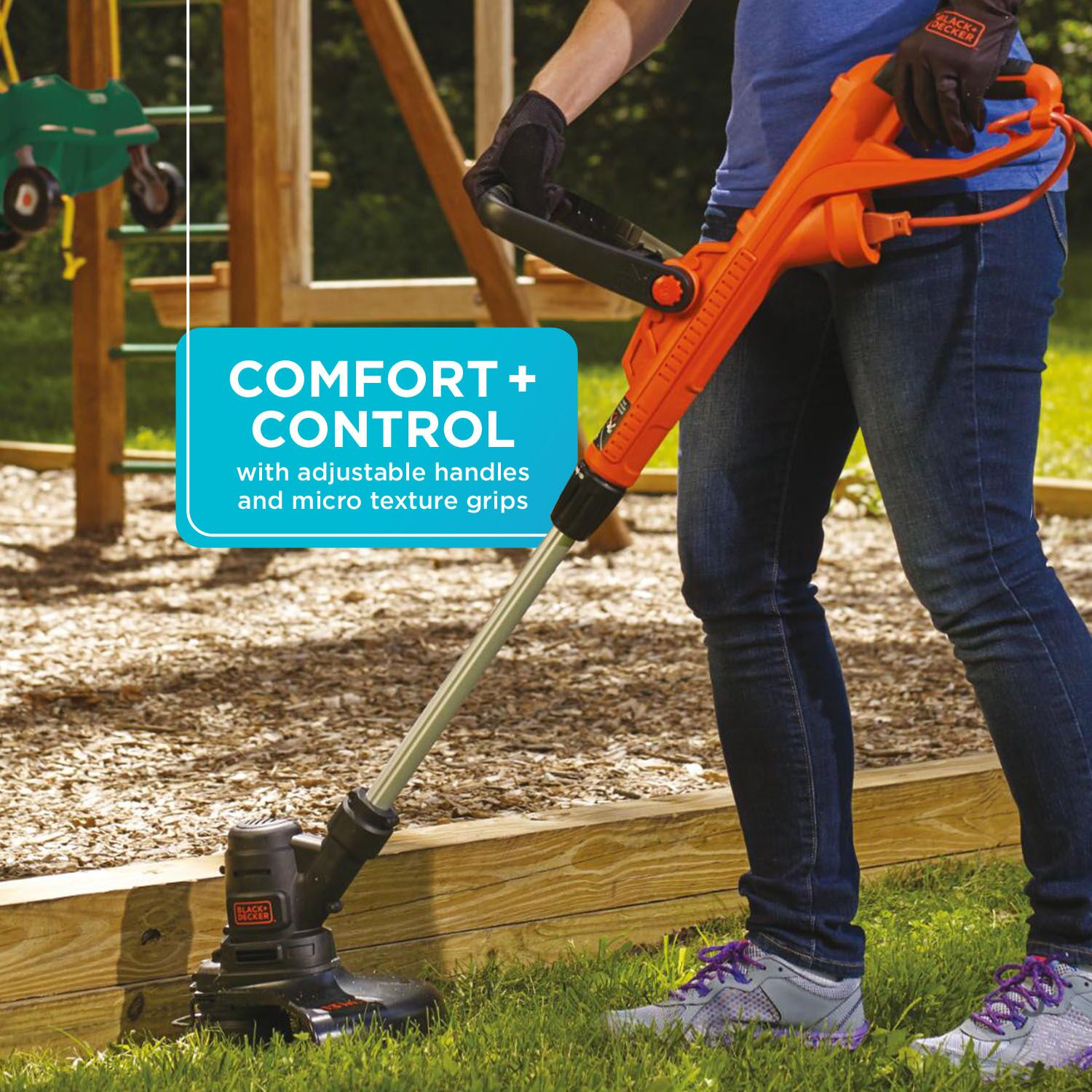 Adjustable height feature of 5.0 Ampere 13 inch string trimmer and edger.